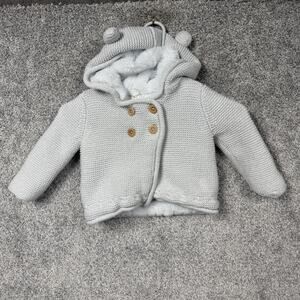 Max Studio Coat Girls 3T Teddy Bear Hood Winter Cozy Sherpa Lined Chunky Knit